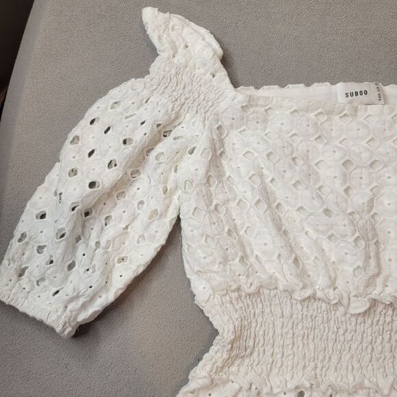 Suboo Revolve Eyelet White Crop Top Size US 2 - Picture 3 of 8